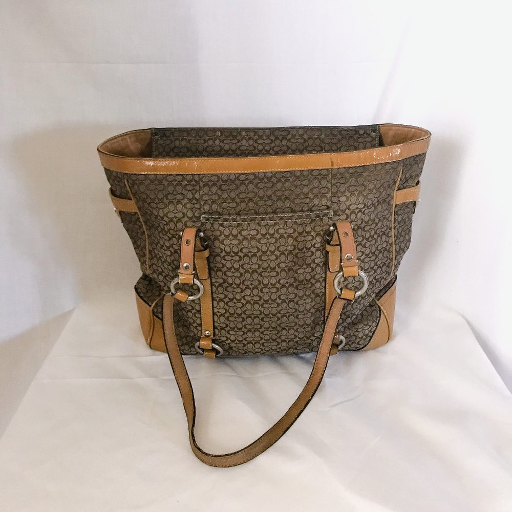 coach // brown signature large gallery tote bag
